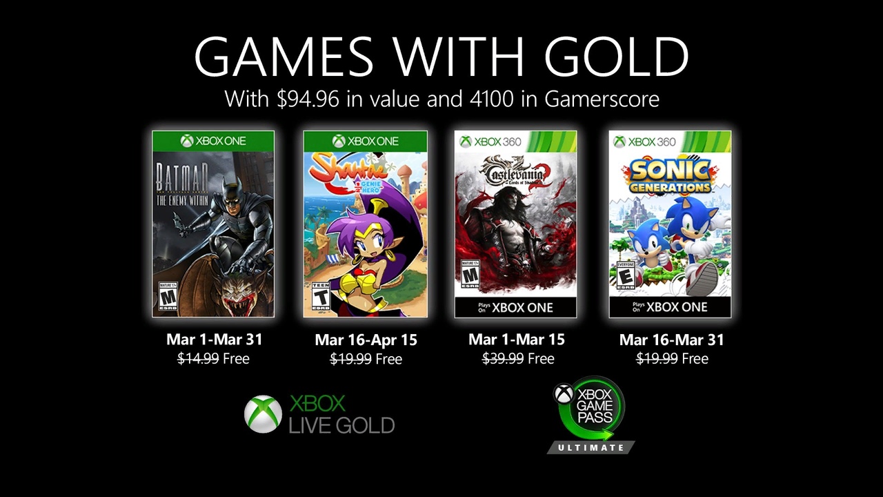 Объявлены бесплатные игры Xbox Live Gold за март 2020
