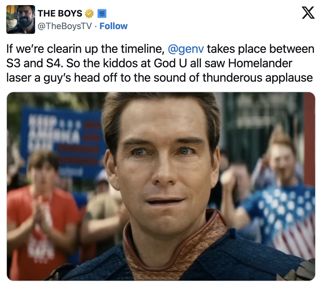 Раскрыто место сериала «Поколение Ви» в таймлайне вселенной «Пацаны» Раскрыто место сериала «Поколение Ви» в таймлайне вселенной «Пацаны»