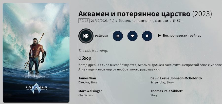 Хронометраж фильма «Аквамен 2: Потерянное царство» оказался короче оригинала