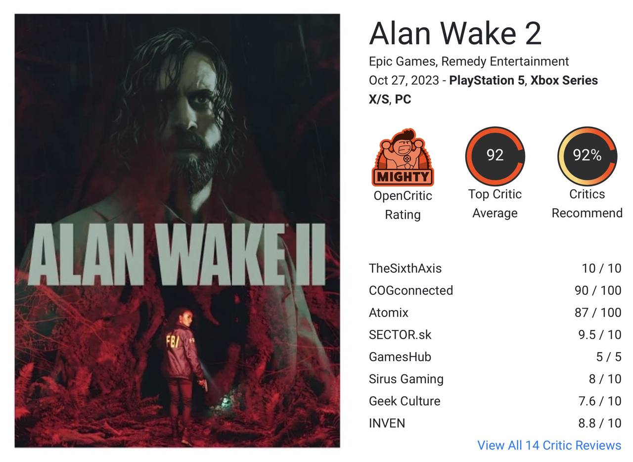 Лучший хоррор: отзывы о Alan Wake 2 оказались лучше оригинала