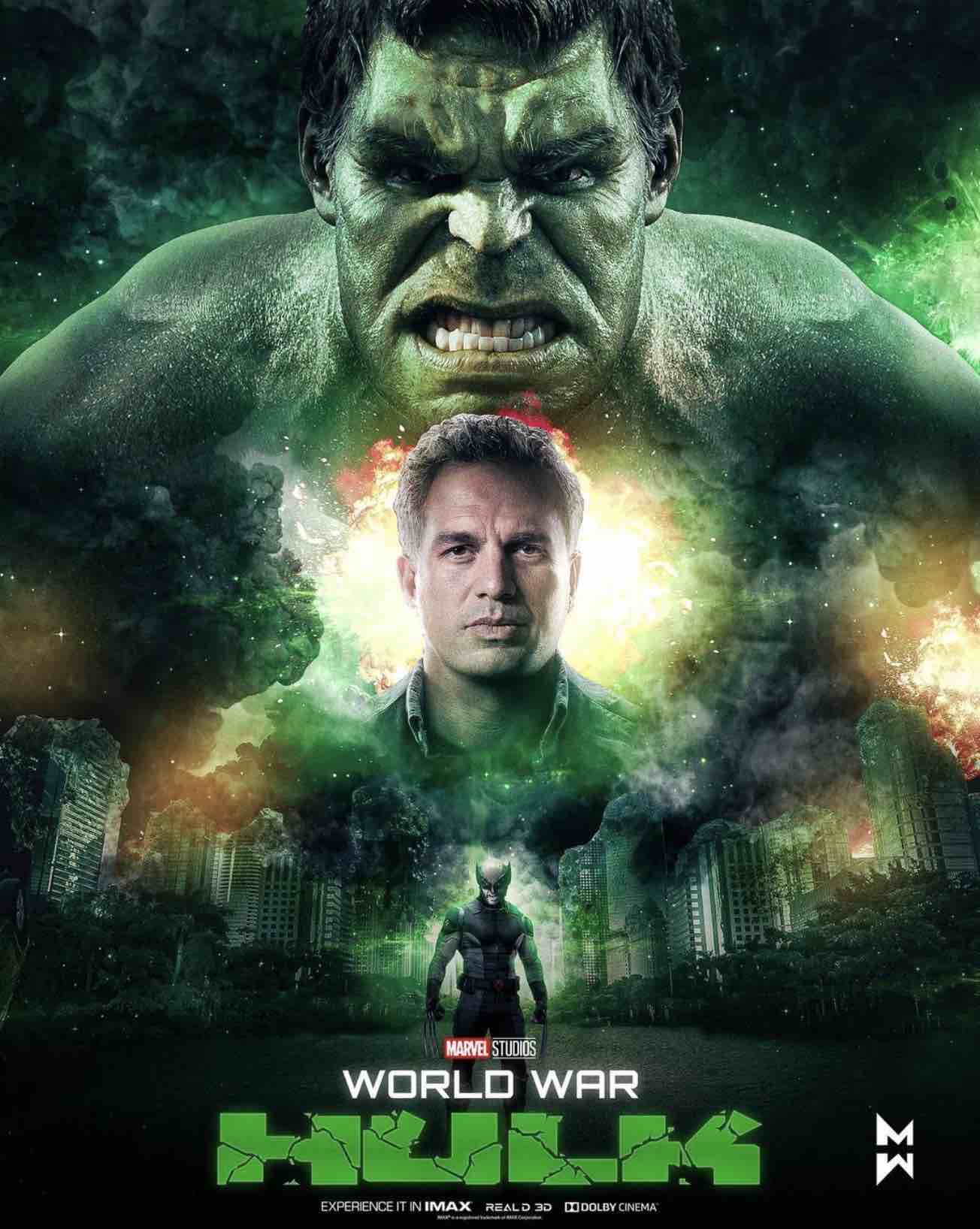 Халк наконец-то получает второй сольный фильм MCU - постер «Мировая война Халка» от художника