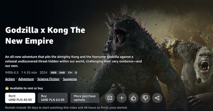 Фильм «Годзилла и Конг 2: Новое царство» можно посмотреть онлайн официально